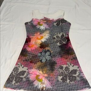 Charming Floral Kids Dress in Pink and Gray